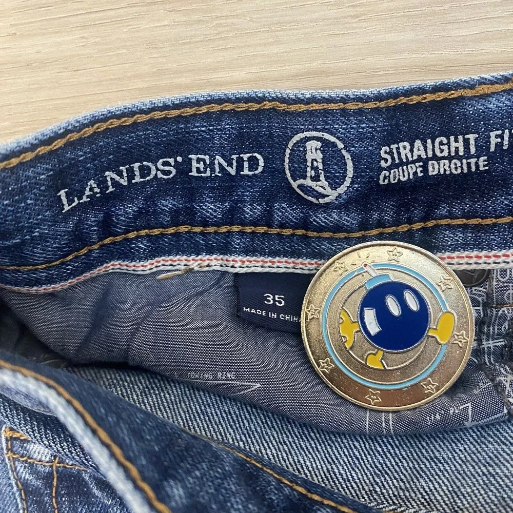 Lands' End Square Rigger Men's Straight Fit Blue Jeans Size 35x30 Selvedge Pants